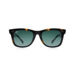 SQUARE SHELL BROWN FRAME AND TEMPLES WITH GREEN POLARISED LENSES HANDMADE