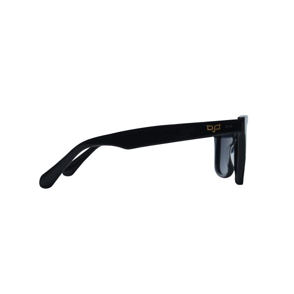 SQUARE BLACK FRAME AND TEMPLES WITH BLACK POLARISED LENSES HANDMADE - Image 3