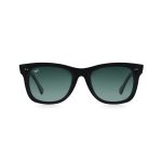 SQUARE BLACK FRAME AND TEMPLES WITH GREEN POLARISED LENSES HANDMADE