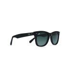 SQUARE BLACK FRAME AND TEMPLES WITH GREEN POLARISED LENSES HANDMADE - Image 2