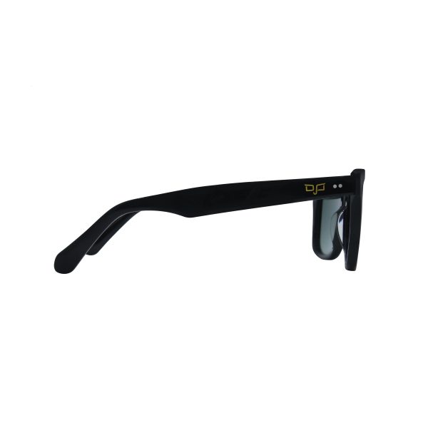 SQUARE BLACK FRAME AND TEMPLES WITH GREEN POLARISED LENSES HANDMADE - Image 3