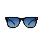 SQUARE BLACK FRAME AND TEMPLES WITH BLUE POLARISED LENSES HANDMADE