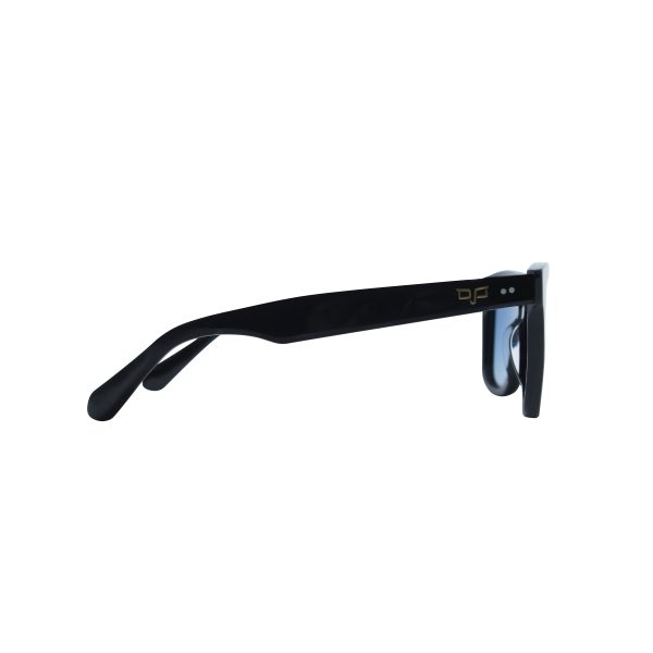 SQUARE BLACK FRAME AND TEMPLES WITH BLUE POLARISED LENSES HANDMADE - Image 3