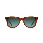 SQUARE SHELL BROWN FRAME AND TEMPLES GREEN POLARISED LENSES HANDMADE