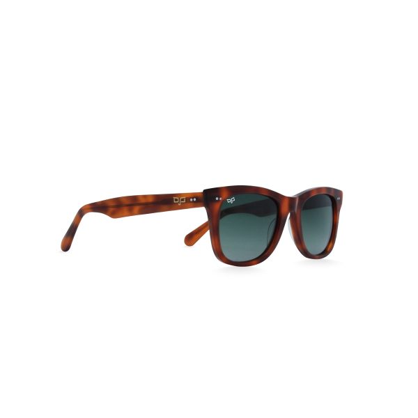 SQUARE SHELL BROWN FRAME AND TEMPLES GREEN POLARISED LENSES HANDMADE - Image 2