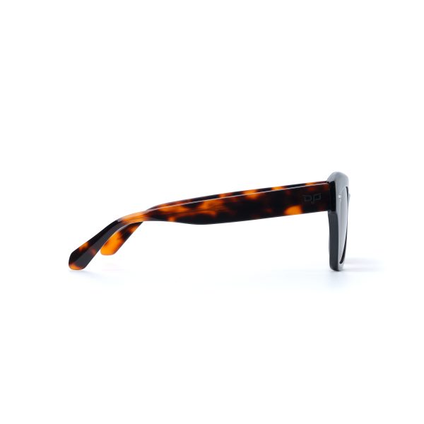 SQUARE BLACK FRAME AND SHELL BROWN TEMPLES WITH BROWN LENSES HANDMADE - Image 3