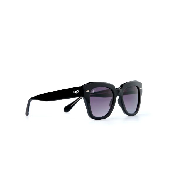 SQUARE BLACK FRAME AND TEMPLES WITH BLACK LENSES HANDMADE - Image 2