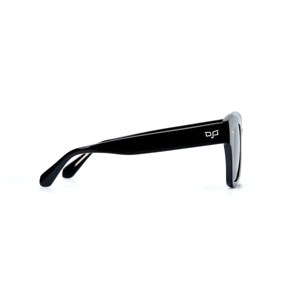 SQUARE BLACK FRAME AND TEMPLES WITH BLACK LENSES HANDMADE - Image 3