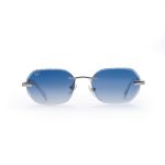 OVAL OYE SILVER DIAMOND CUT BLUE LENSES HANDMADE