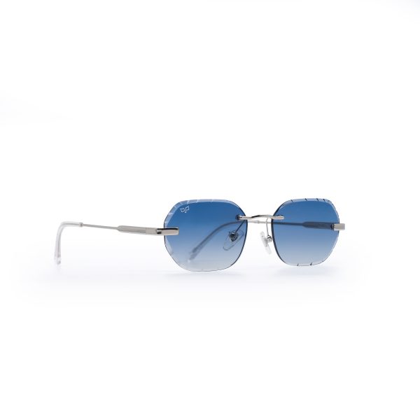 OVAL OYE SILVER DIAMOND CUT BLUE LENSES HANDMADE - Image 2