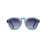 ROUND CLEAR BLUE FRAME AND TEMPLES AND BLUE LENSES