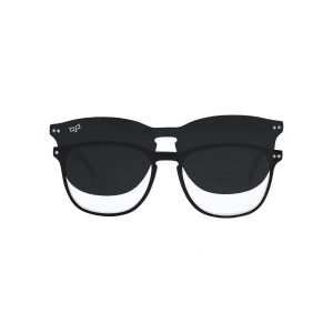 SQUARE BEJI BLACK AND BROWN POLARISED CLIP ON
