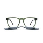 SQUARE OOG CLEAR GREEN AND SHELL BROWN HANDMADE WITH POLARISED CLIP ON