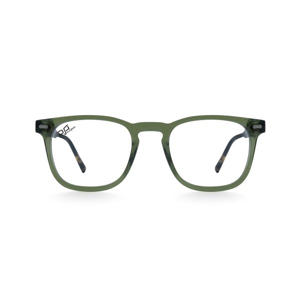 SQUARE OOG CLEAR GREEN AND SHELL BROWN HANDMADE WITH POLARISED CLIP ON - Image 3