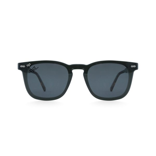 SQUARE OOG CLEAR GREEN AND SHELL BROWN HANDMADE WITH POLARISED CLIP ON - Image 4