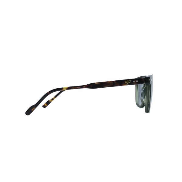 SQUARE OOG CLEAR GREEN AND SHELL BROWN HANDMADE WITH POLARISED CLIP ON - Image 6