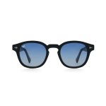 OVAL AMKA MATTE BLACK HANDMADE POLARISED BLUE
