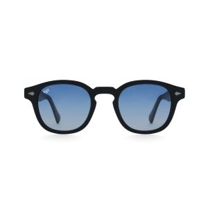 OVAL AMKA MATTE BLACK HANDMADE POLARISED BLUE