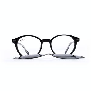 ROUND OOG SHINE BLACK HANDMADE WITH POLARISED CLIP ON