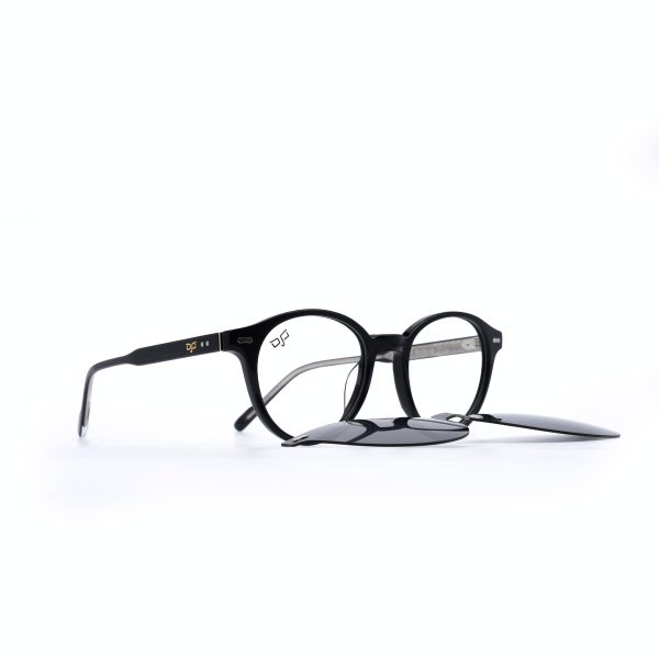 ROUND OOG SHINE BLACK HANDMADE WITH POLARISED CLIP ON - Image 2