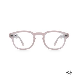 SQUARE PHOTOCHROMIC PINK TO GREEN FRAME AND CLEAR TO GREY LENSES
