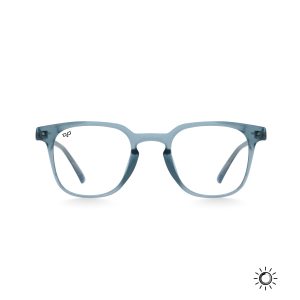 SQUARE PHOTOCHROMIC BLUE CLEAR TO BLUE FRAME AND CLEAR TO GREY LENSES