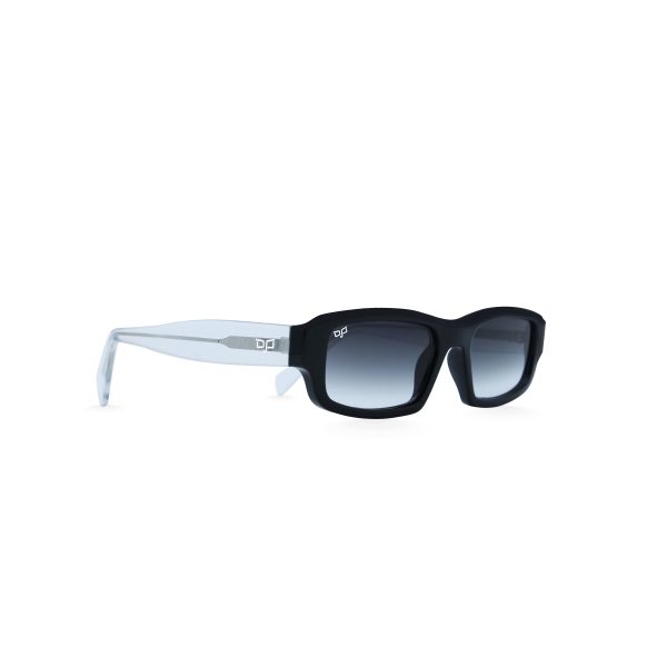 SQUARE BLACK FRAME WITH CLEAR TEMPLES AND BALCK LENSES - Image 2