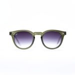 ROUND CLEAR GREEN FRAME AND CLEAR TEMPLES WITH BLACK LENSES