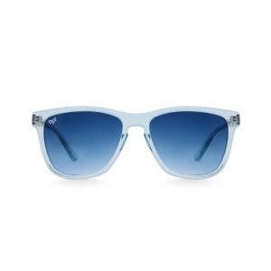 SQUARE CLEAR BLUE FRAME AND TEMPLES WITH BLUE LENSES