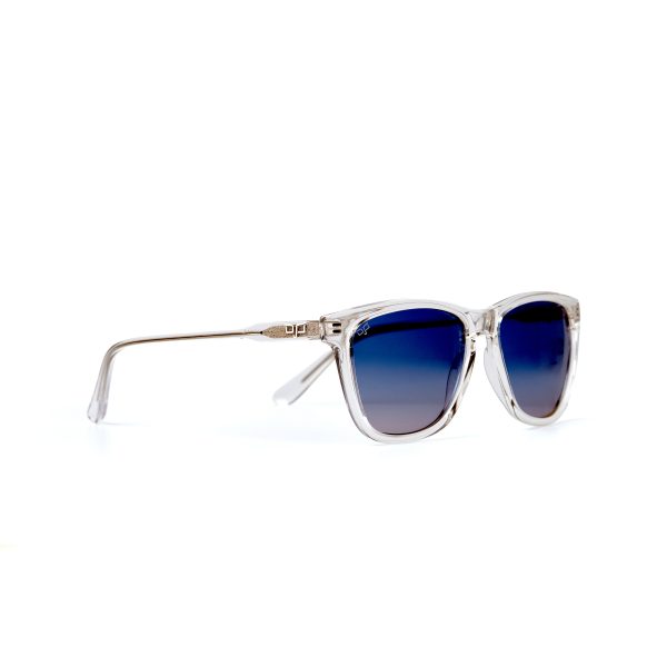 SQUARE CLEAR FRAME AND TEMPLES WITH BLUE POLARISED LENSES - Image 2
