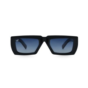 SQUARE HANDMADE BLACK FRAME WITH BLUE LENSES