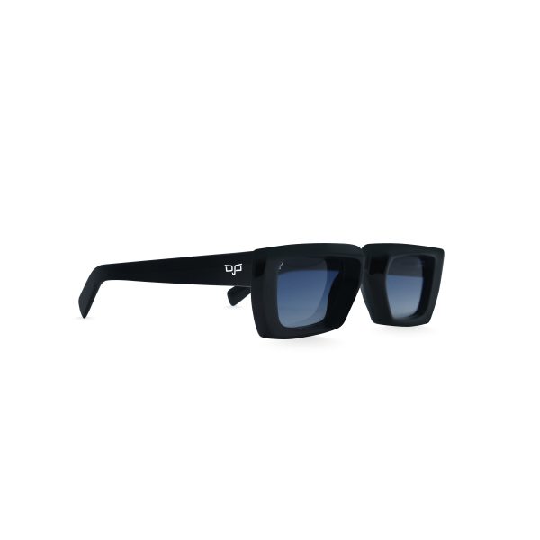 SQUARE HANDMADE BLACK FRAME WITH BLUE LENSES - Image 2