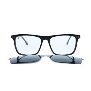 SQUARE OOG HANDMADE BLACK POLARISED CLIP ON