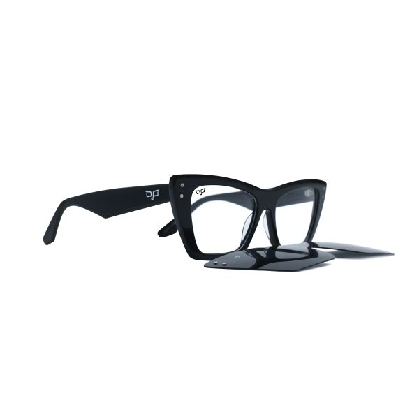 CAT EYE GHOV HANDMADE BLACK POLARISED CLIP ON - Image 2