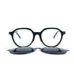 ROUND OOG HANDMADE BLACK POLARISED CLIP ON
