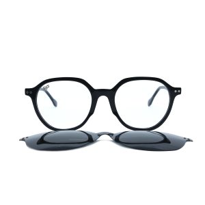 ROUND OOG HANDMADE BLACK POLARISED CLIP ON