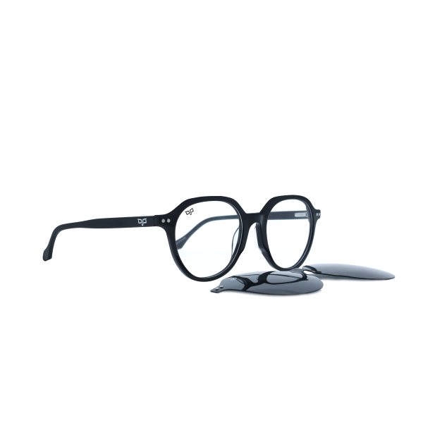 ROUND OOG HANDMADE BLACK POLARISED CLIP ON - Image 2