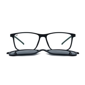 SQUARE GHOV HANDMADE BLACK GREEN POLARISED CLIP ON