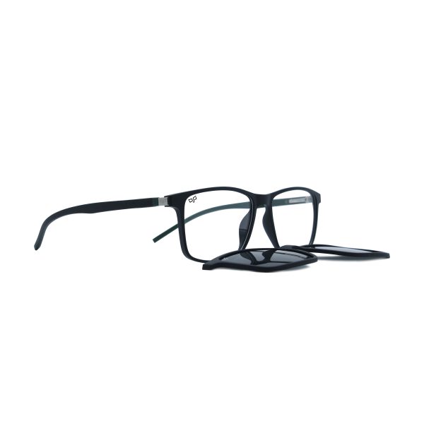 SQUARE GHOV HANDMADE BLACK GREEN POLARISED CLIP ON - Image 2