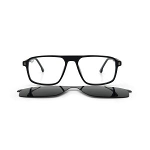 OVAL ONCE HANDMADE BLACK POLARISED CLIP ON