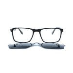 SQUARE OOG HANDMADE BLACK POLARISED CLIP ON