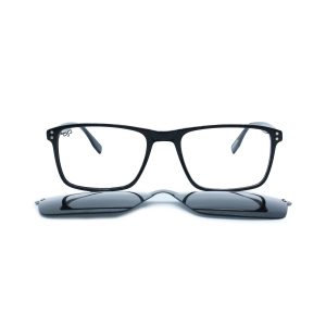 SQUARE OOG HANDMADE BLACK POLARISED CLIP ON