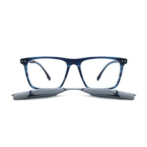 SQUARE GHOV HANDMADE BLUE CLEAR POLARISED CLIP ON