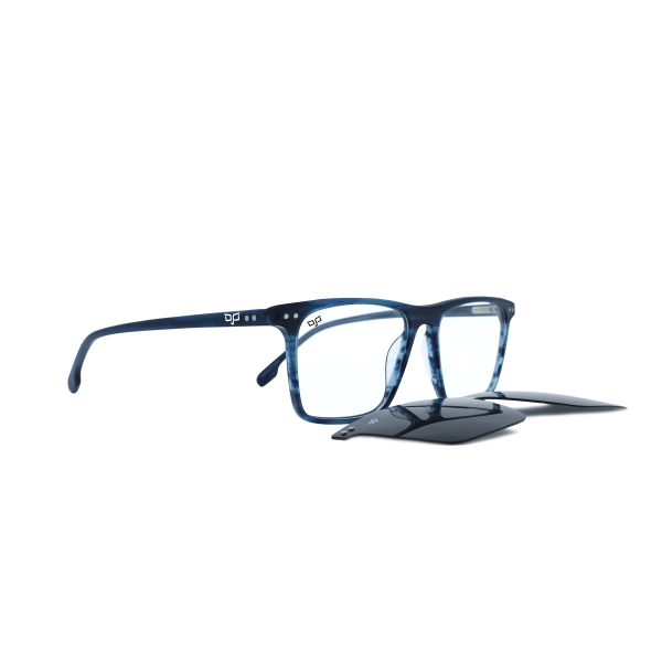 SQUARE GHOV HANDMADE BLUE CLEAR POLARISED CLIP ON - Image 2