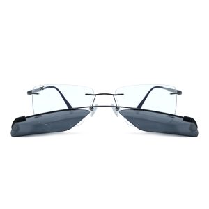 SQUARE MAKA SILVER POLARISED CLIP ON
