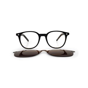ROUND ONCE HANDMADE SHELL BROWN POLARISED CLIP ON