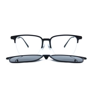 SQUARE ONCE BLACK SILVER ULTEM TITANIUM POLARISED CLIP ON