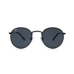 CLASSIC ROUND METAL SUNGLASSES WITH BLACK LENSES