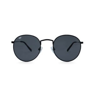 CLASSIC ROUND METAL SUNGLASSES WITH BLACK LENSES