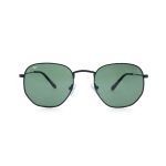 SQUARE BLACK FRAME AND TEMPLES AND GREEN LENSES